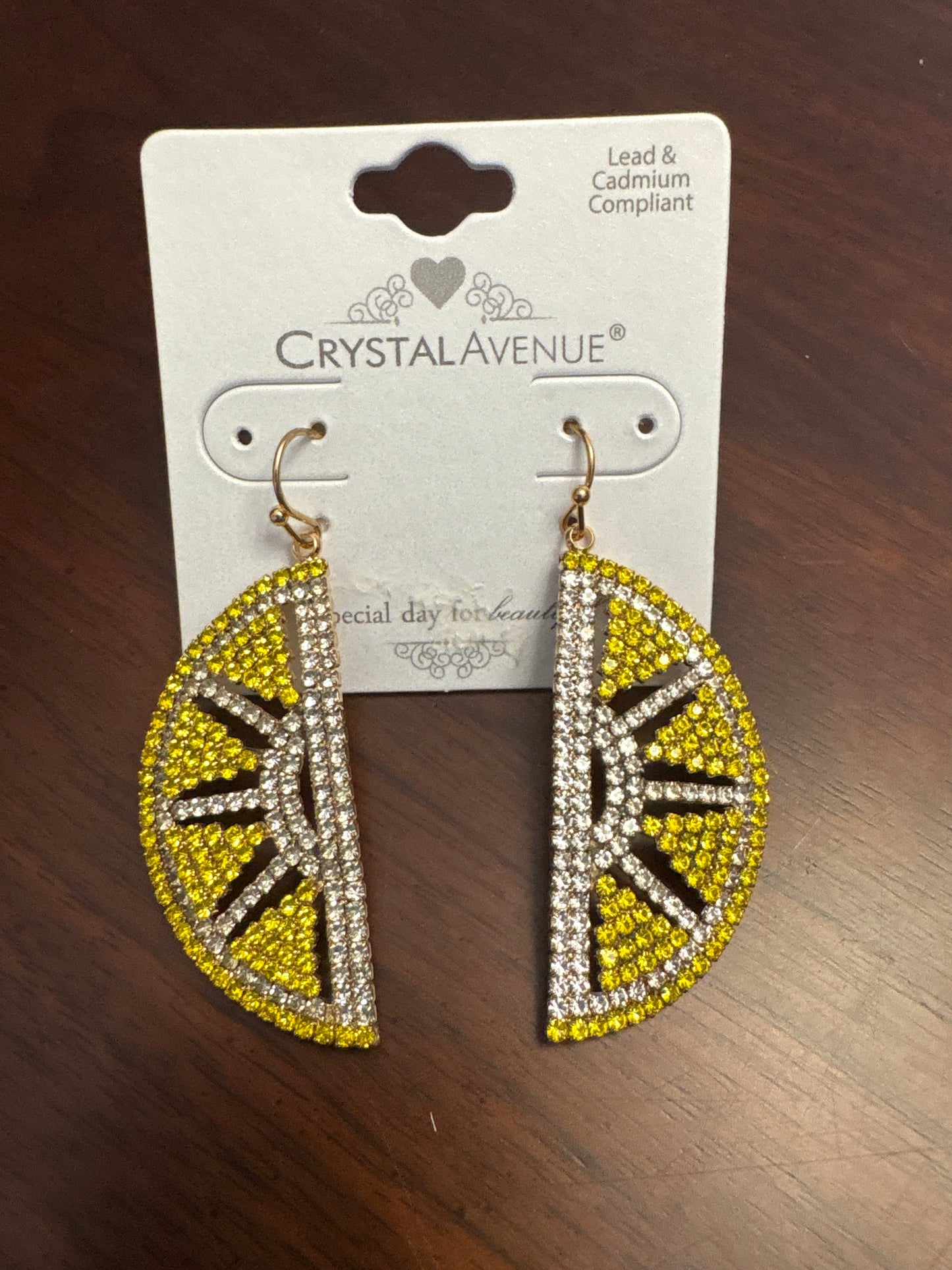 Lemon Wedge Rhinestone Earrings