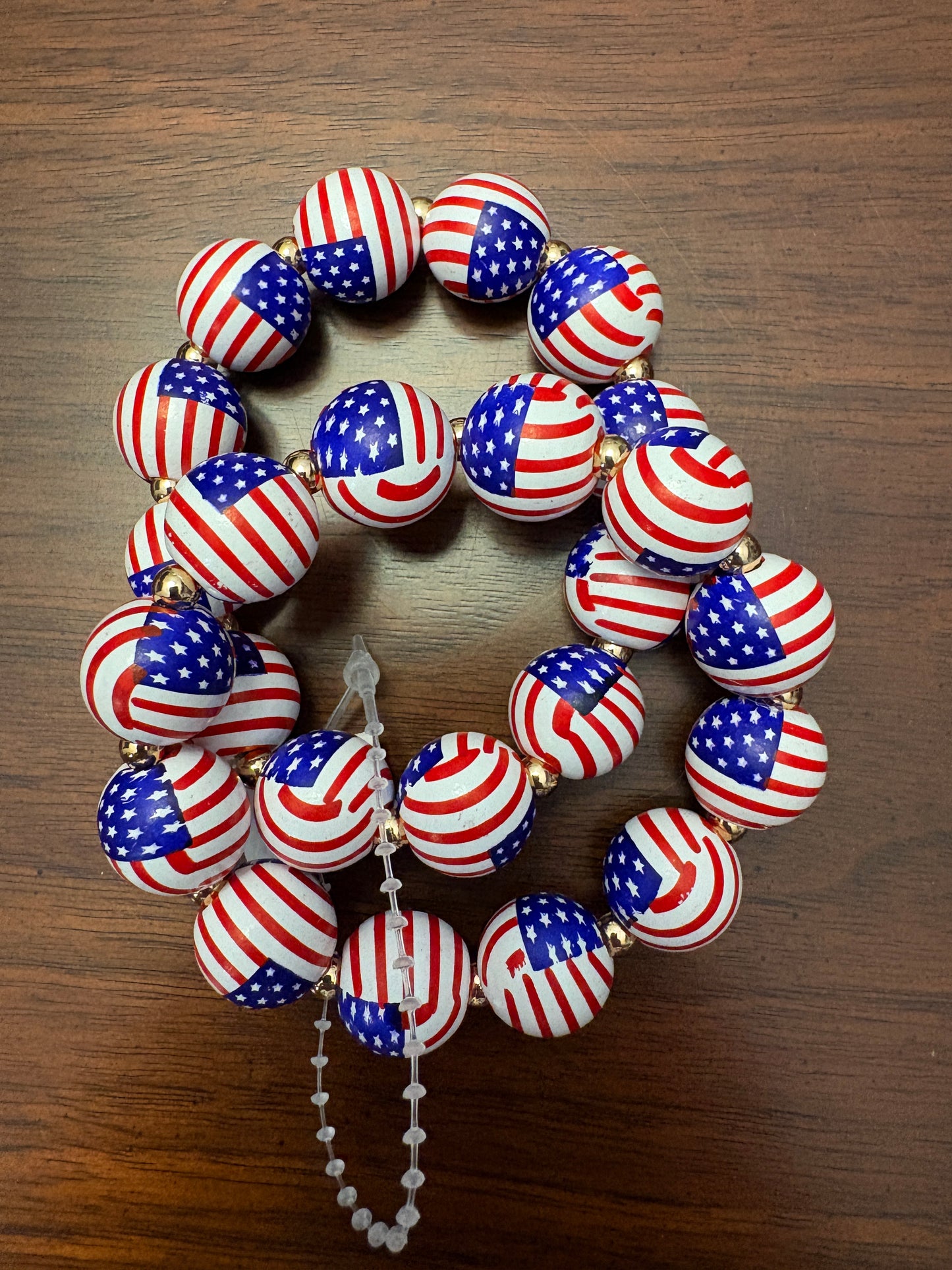American Flag Beaded Stacked Bracelet