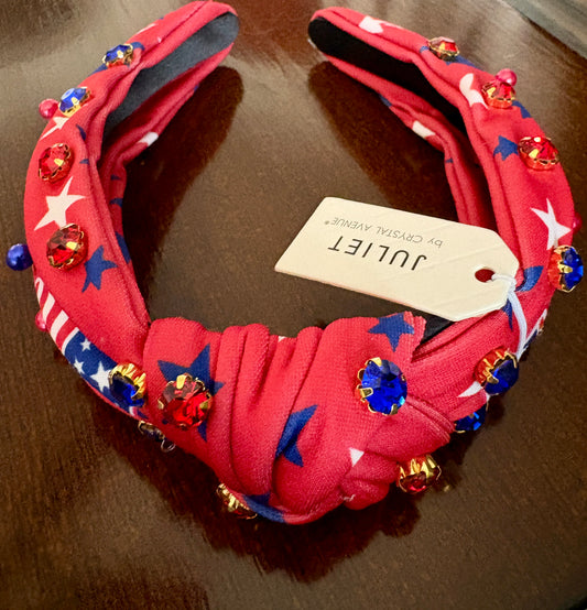 Red USA Headband with Rhinestones