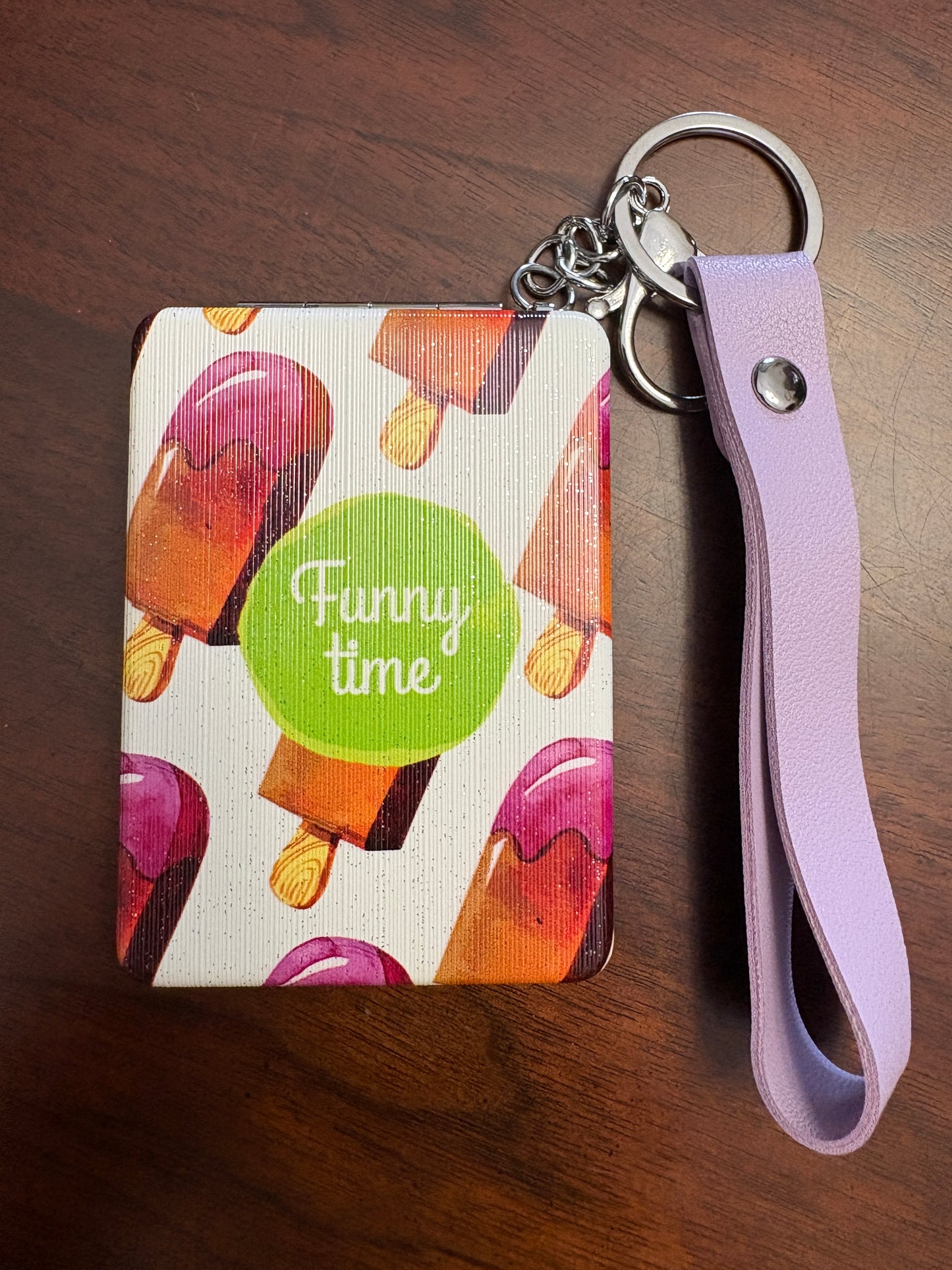 Summer Theme Compact Mirror on Keychain