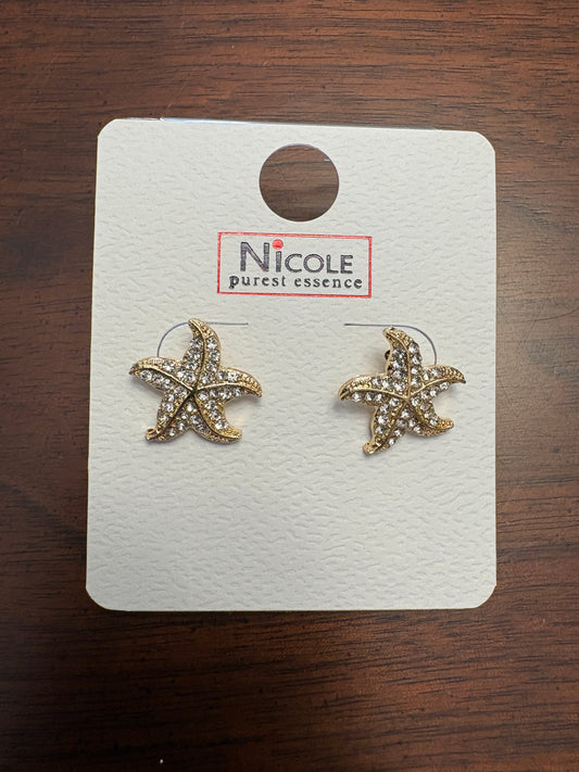 Sparkly Starfish Stud Earrings