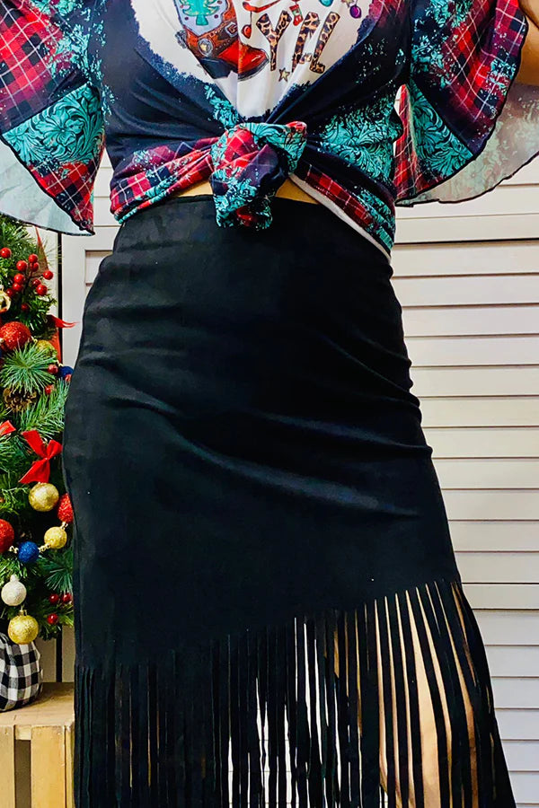 Black Skirt with Fringe