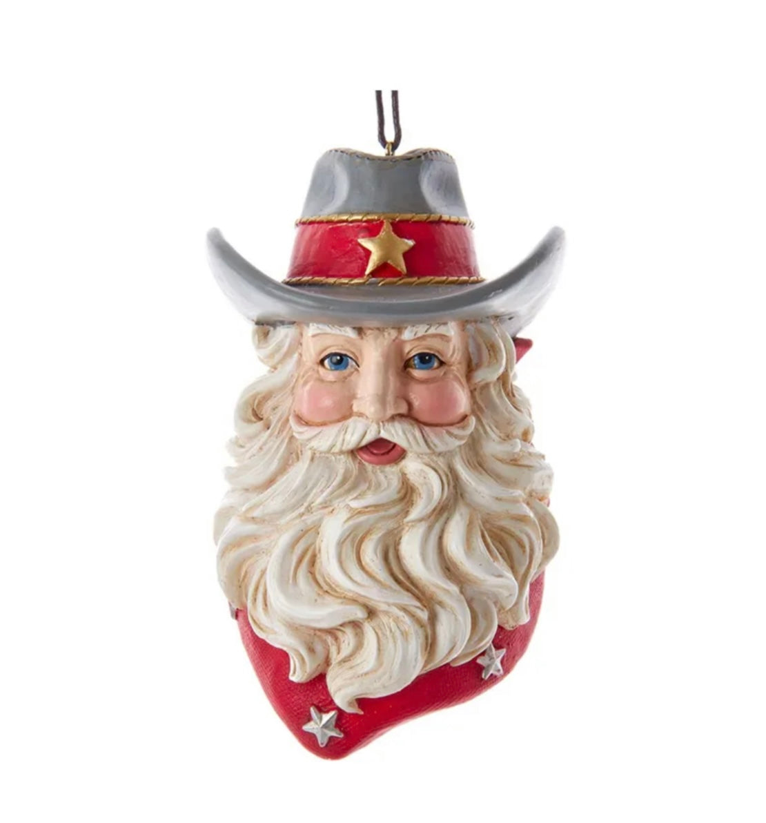 Western Santa Head Ornament