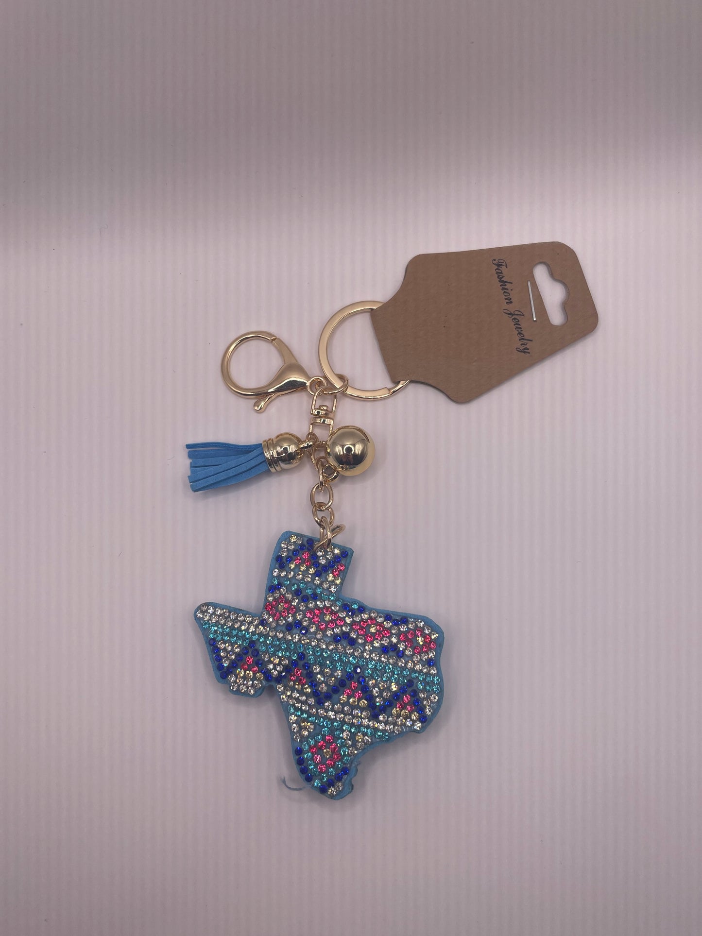 Blue Blinged Out Texas Keychain