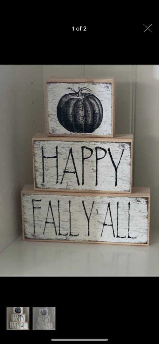 "Happy Fall Y'all" Block Decor Set