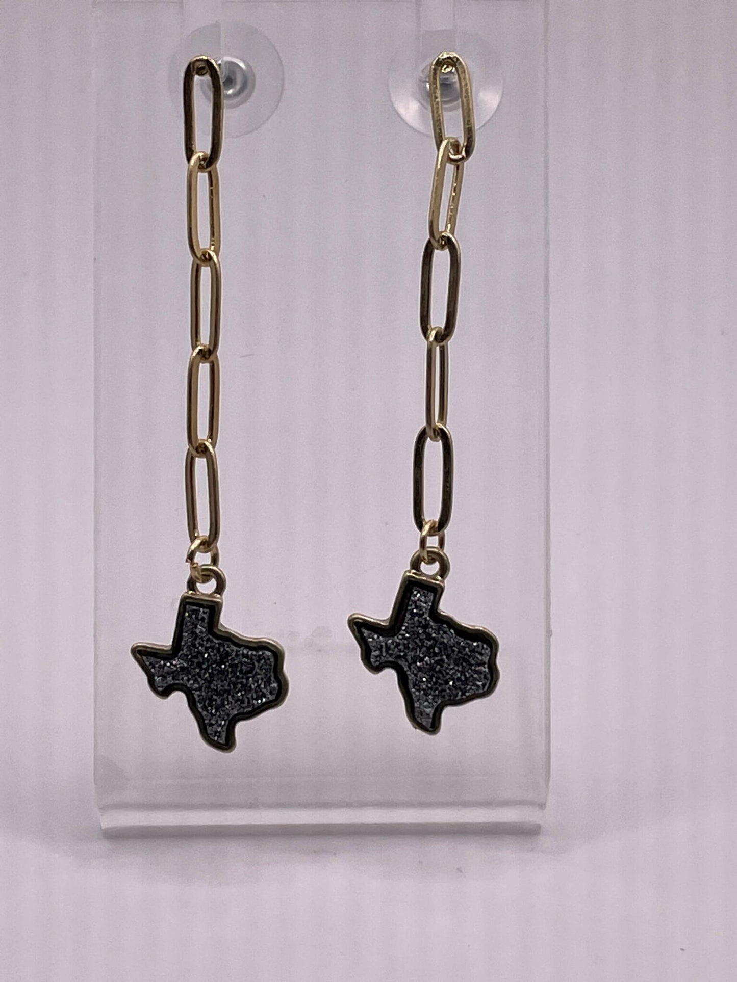 Dark Silver Texas Chain Dangle Earrings