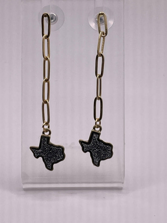 Dark Silver Texas Chain Dangle Earrings