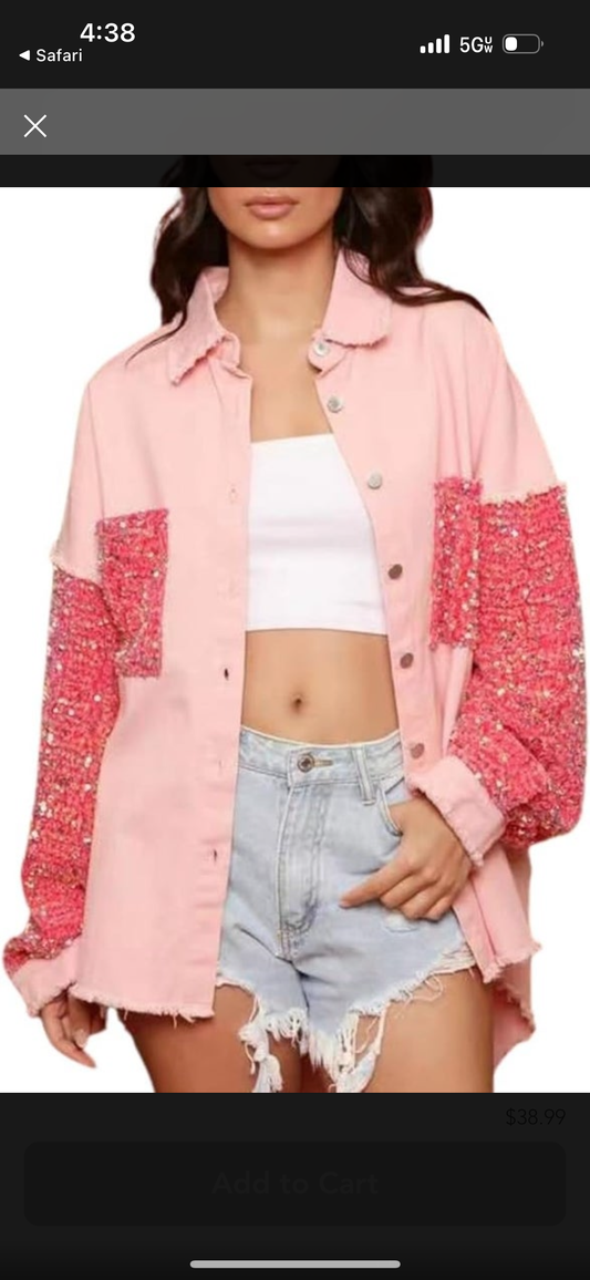 Pink Sequined Shacket