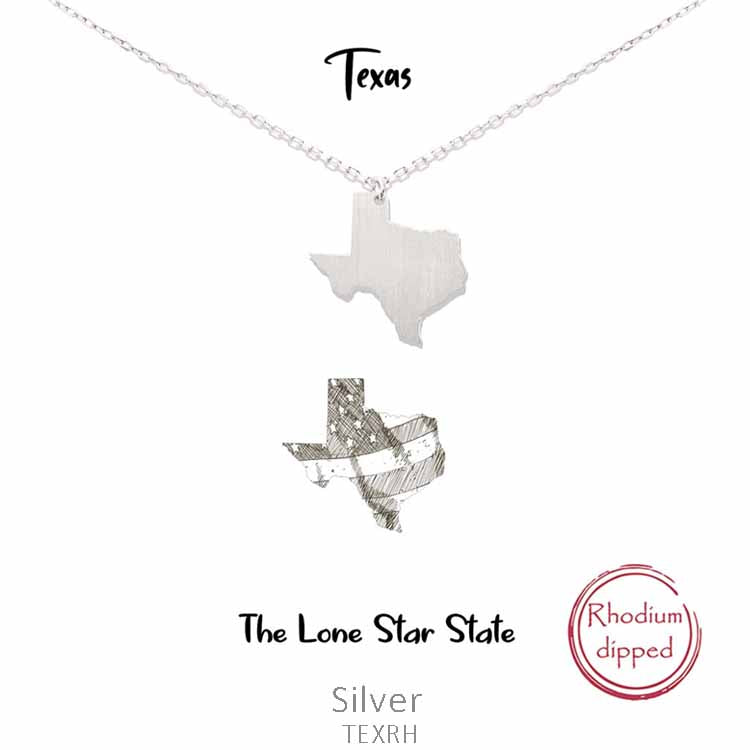 Silver State of Texas Necklace 16" with Extender