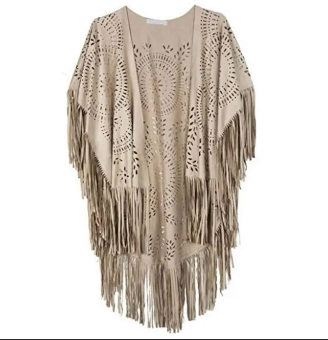 Floral Hollow Out Fringe Tassel Shawl