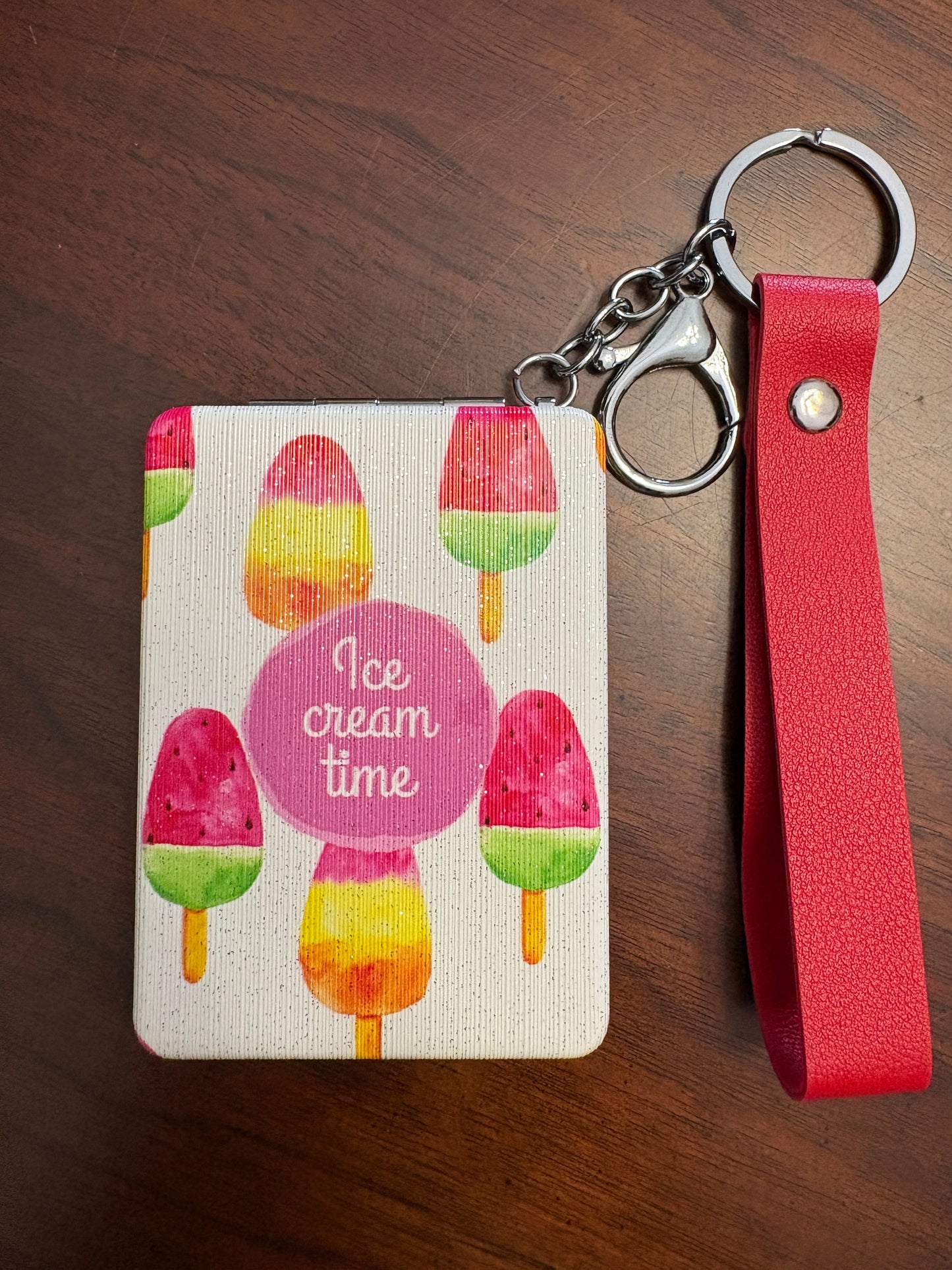 Summer Theme Compact Mirror on Keychain