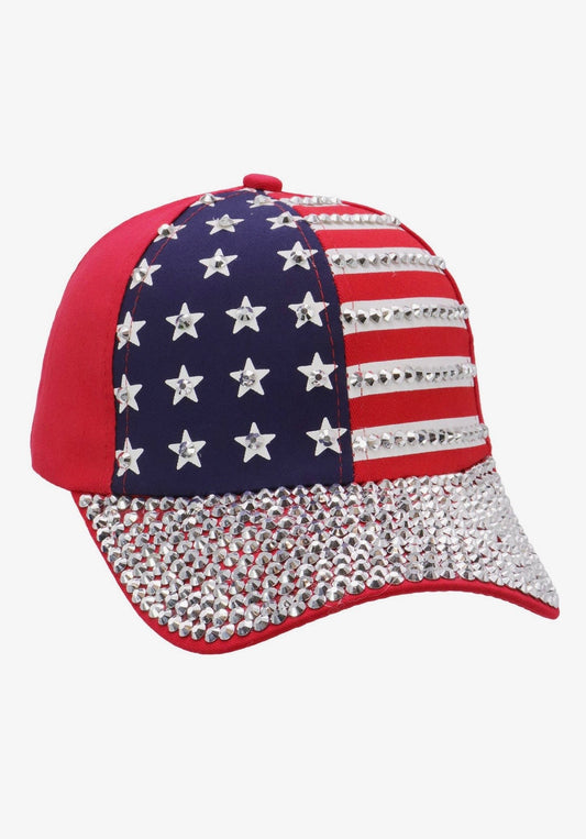American Flag Rhinestone Ballcap