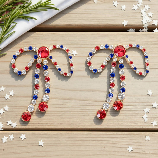 Rhinestone Bow Earrings