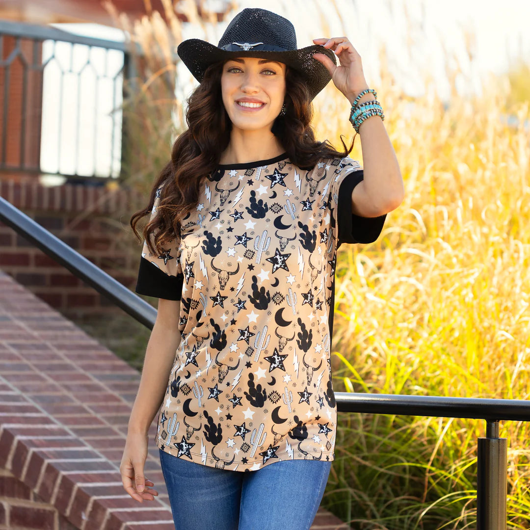 Western Style Black and Tan Graphic Tee