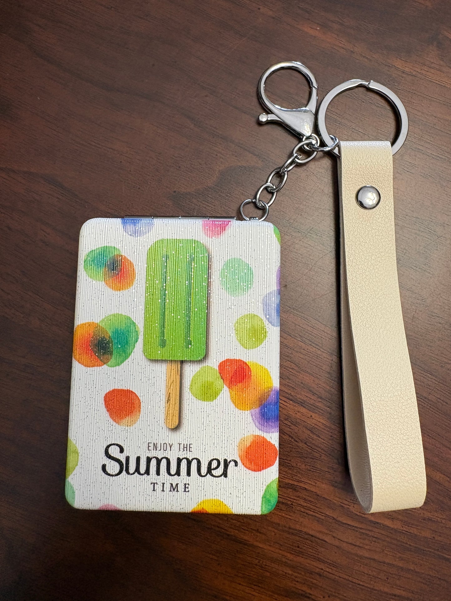 Summer Theme Compact Mirror on Keychain