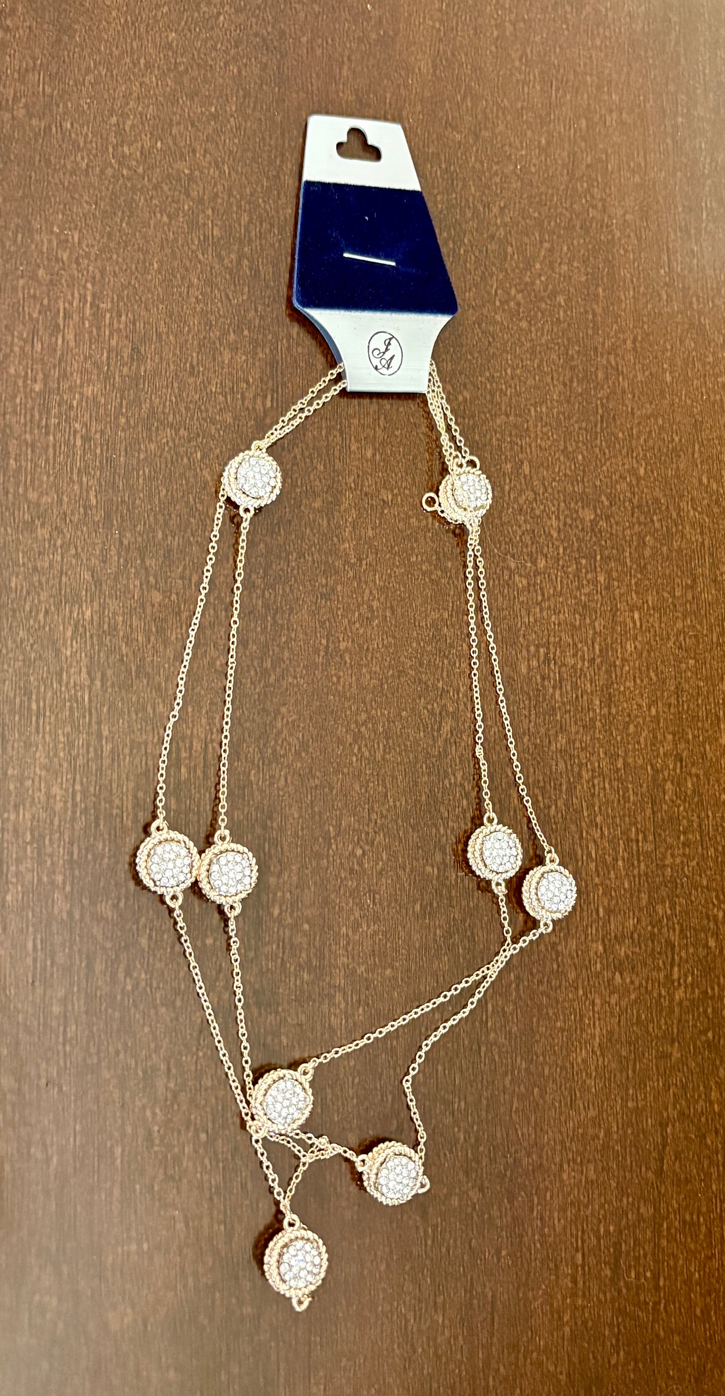 Layered Necklace with Round Crystals