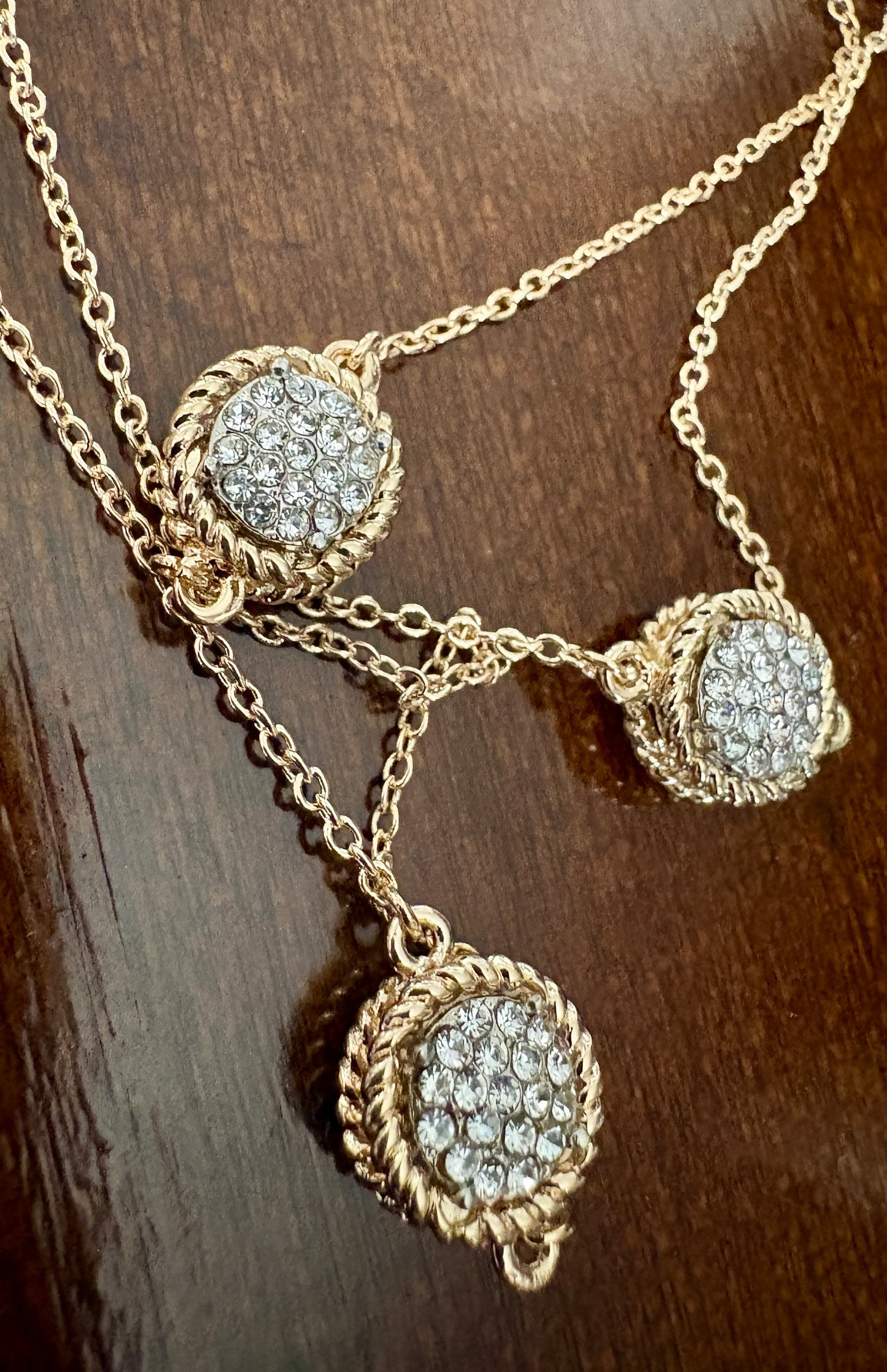 Layered Necklace with Round Crystals