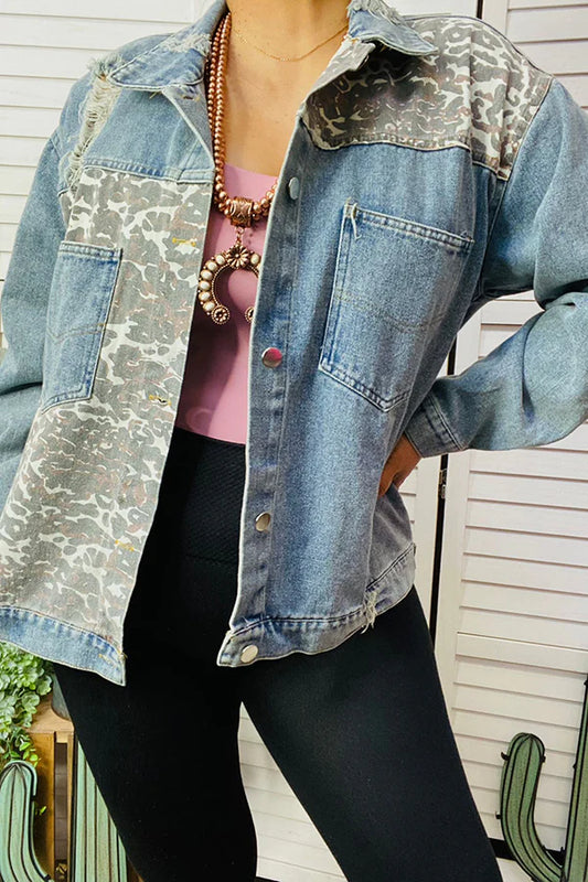 Leopard Denim Jacket