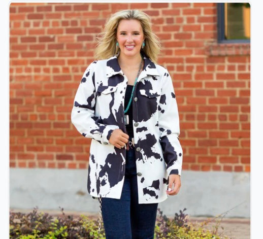 Black and White Cow Print Shacket