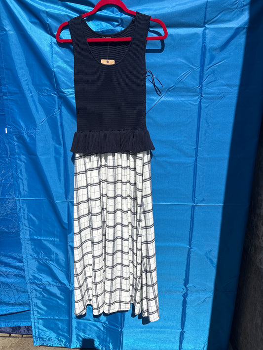 Blue Two Toned Plaid Dress