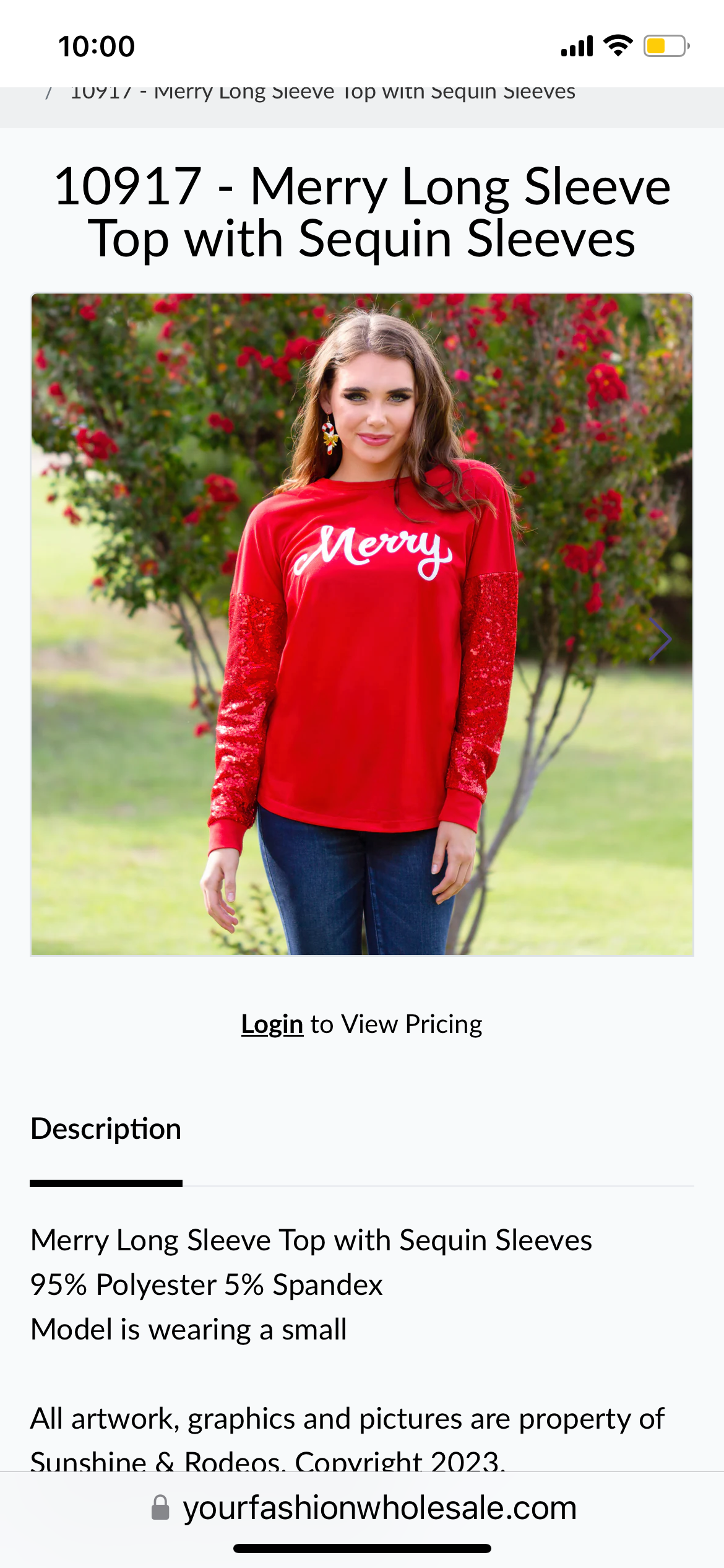 "Merry" Red Long Sleeve w/Sequined Sleeves