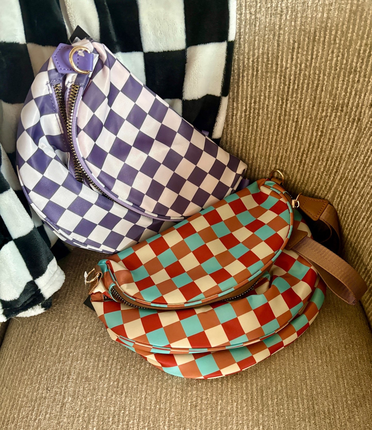 Checkered Fanny Pack / Bum Bag