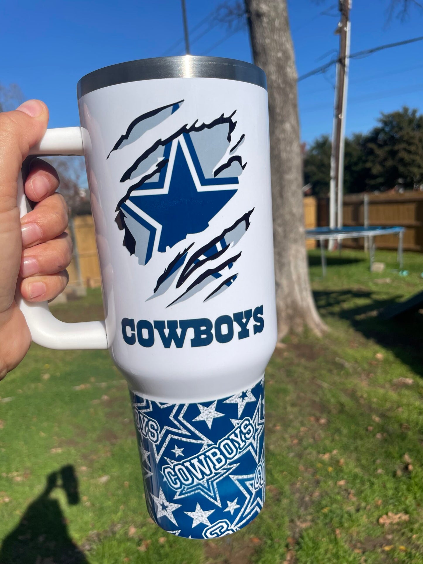 40oz Stainless Steal Cowboys Tumbler with Handle