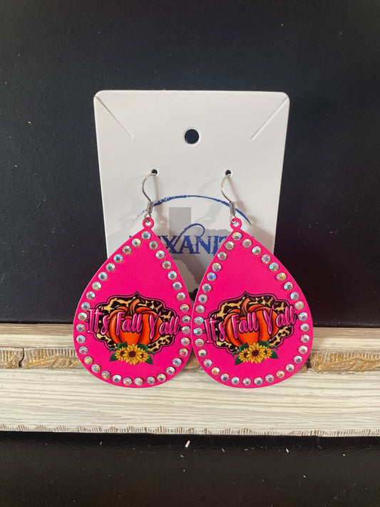 "It's Fall Yall" earrings Pink/Leopard