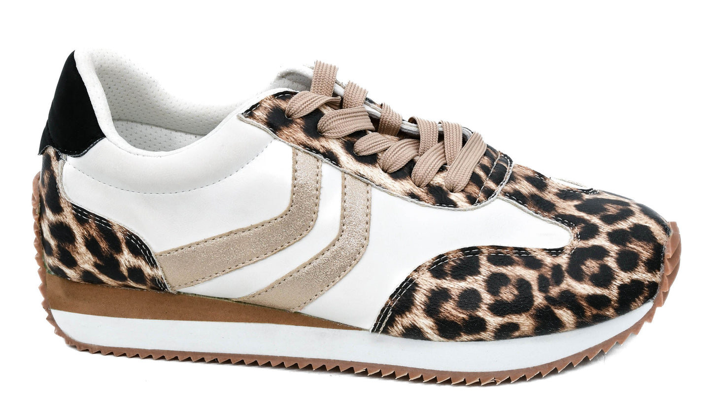 Corky’s Gold and Leopard Combo Sneakers