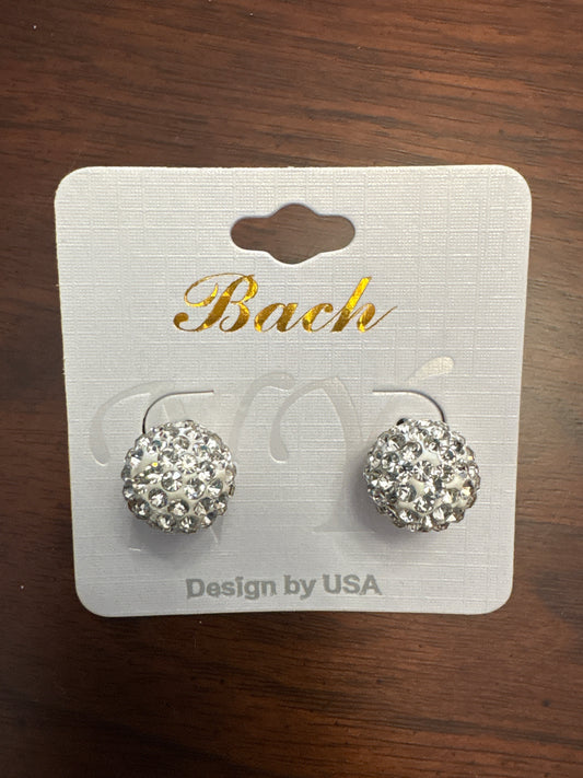 White Sparkly Round Studs