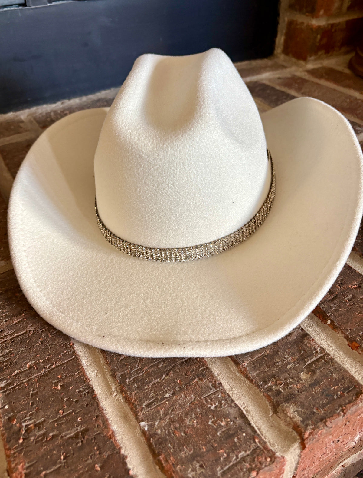 C. C. White Cowgirl Hat with Rhinestone Band and Stars