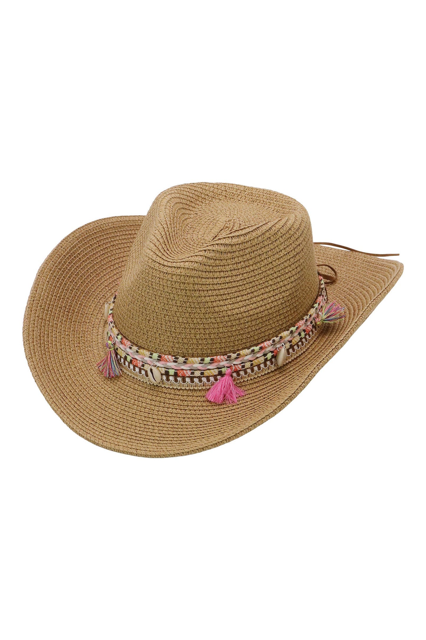 Pink Tassel Straw Coastal Cowgirl Hat