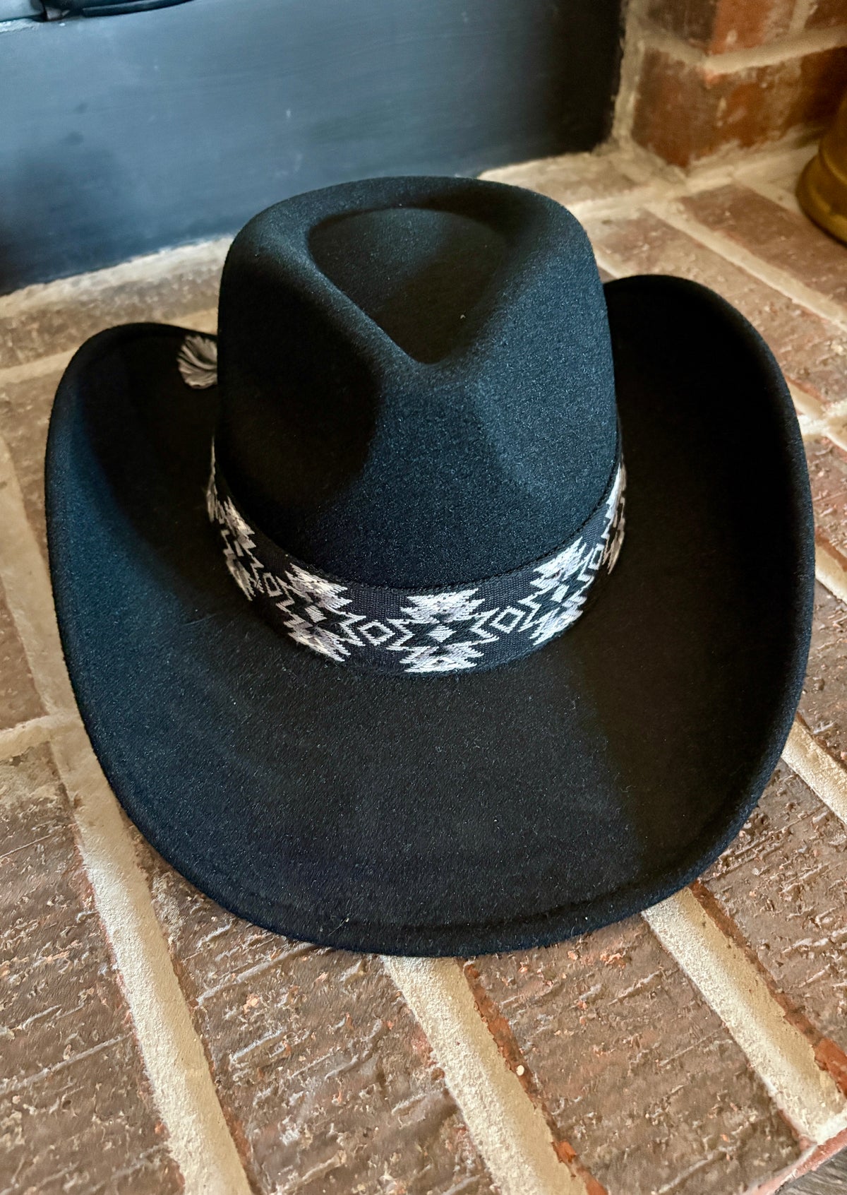Black Cowgirl Hat with Aztec Band