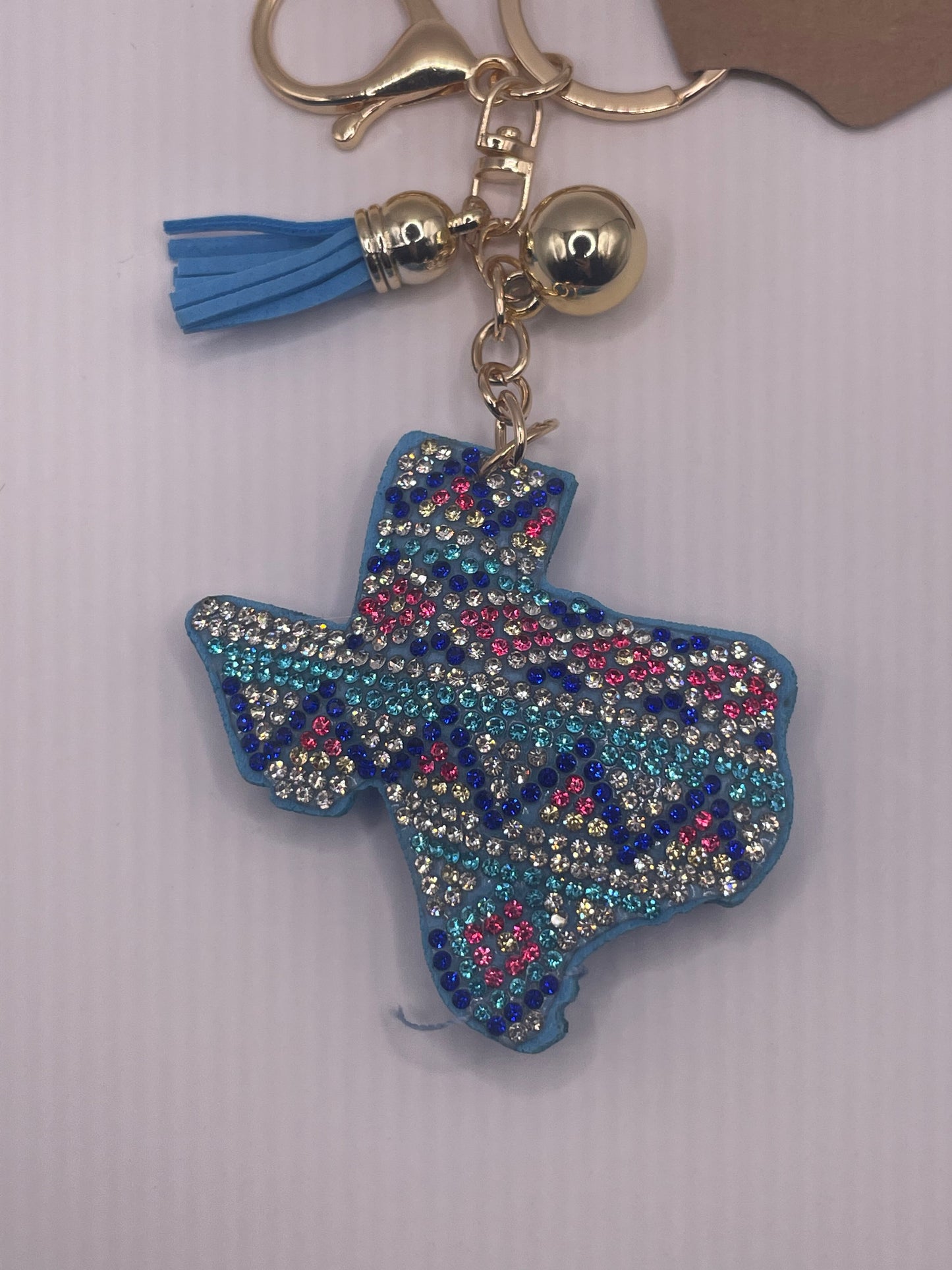 Blue Blinged Out Texas Keychain