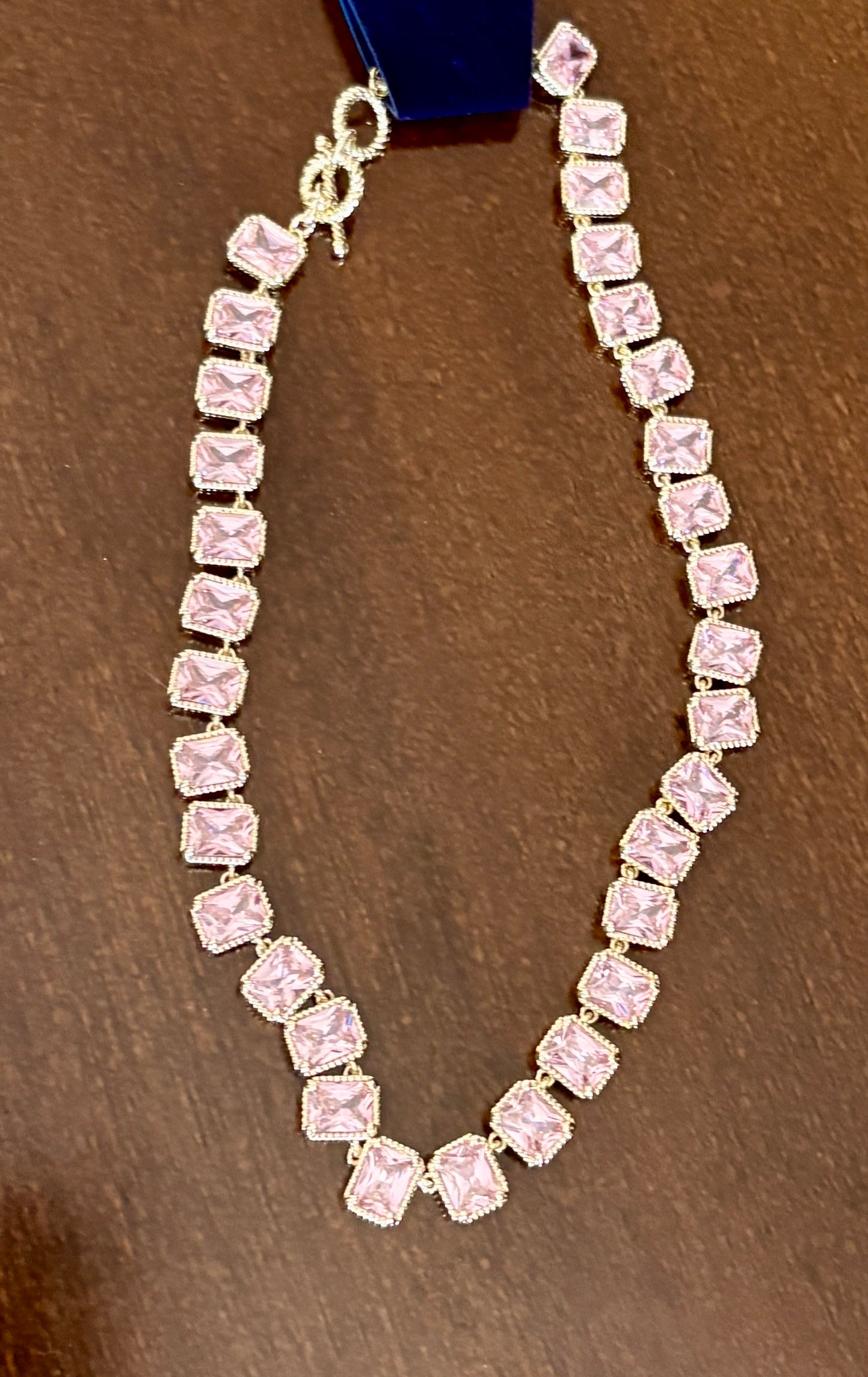 Signature Collection 14k Gold Plated Pink CZ Necklace