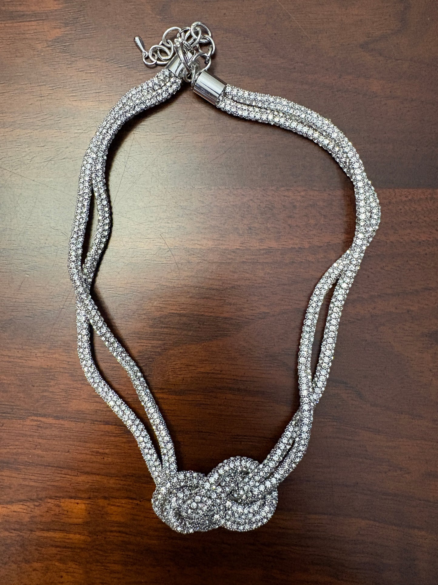 Rhinestone Rope Knot Layering Neclace