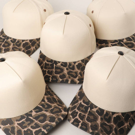 Two Tone Leopard Printed Canvas Trucker Hat