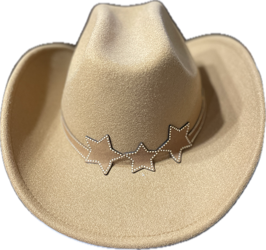 C C Tan Cowgirl Hat with Stars