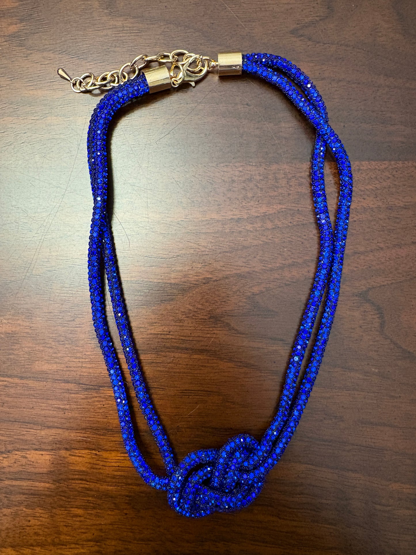 Rhinestone Rope Knot Layering Neclace
