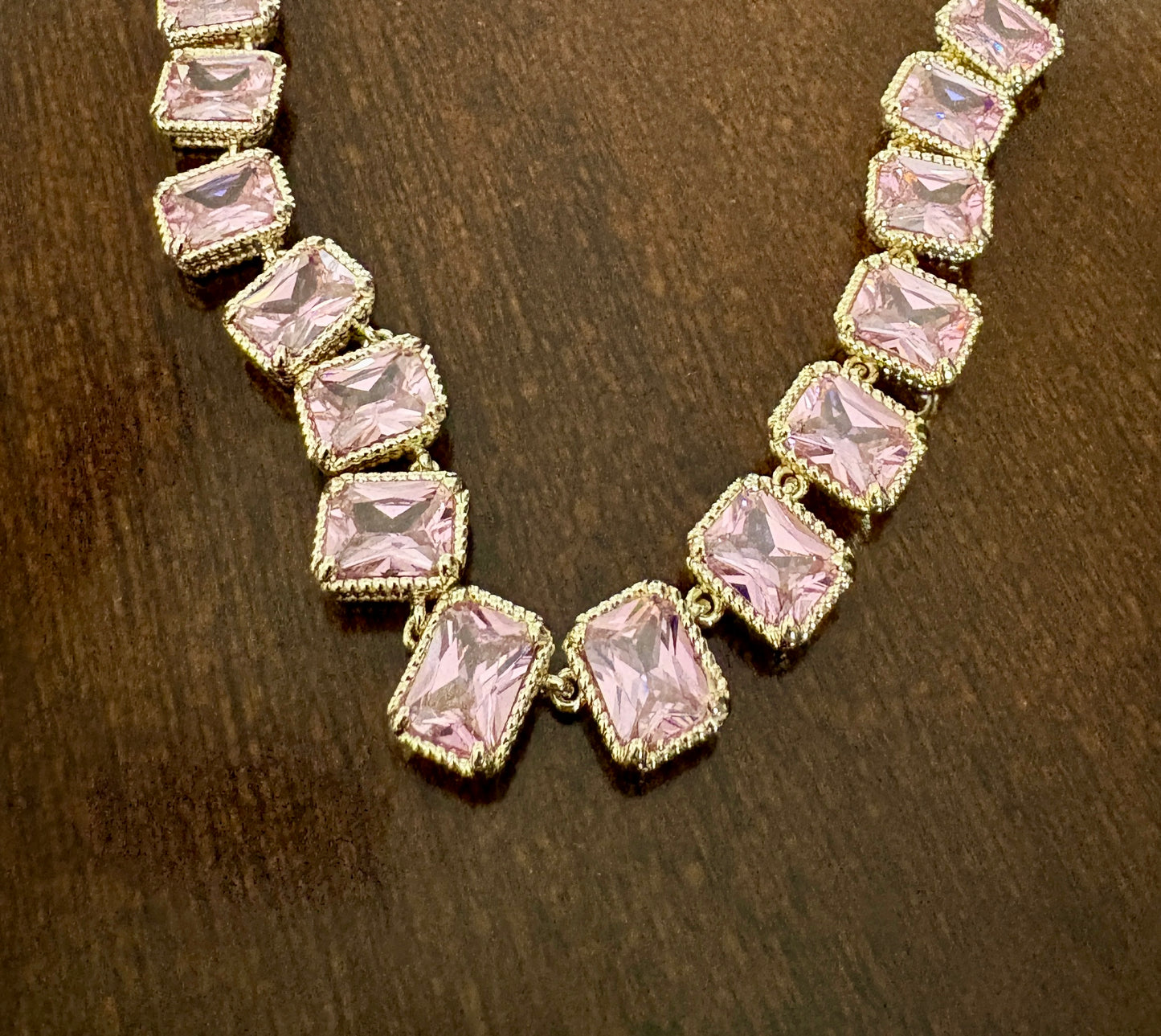 Signature Collection 14k Gold Plated Pink CZ Necklace