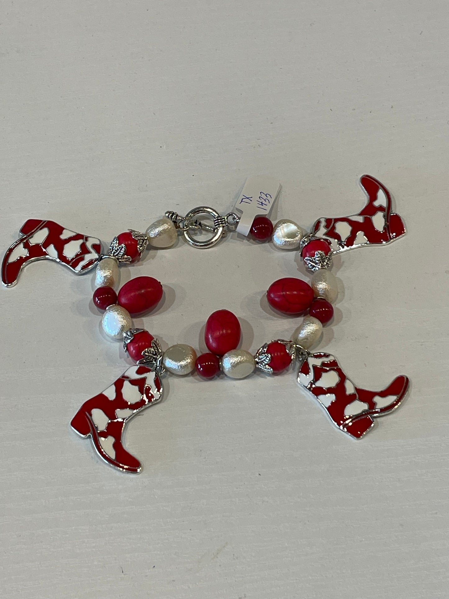 Red Cowprint Boot Bracelet