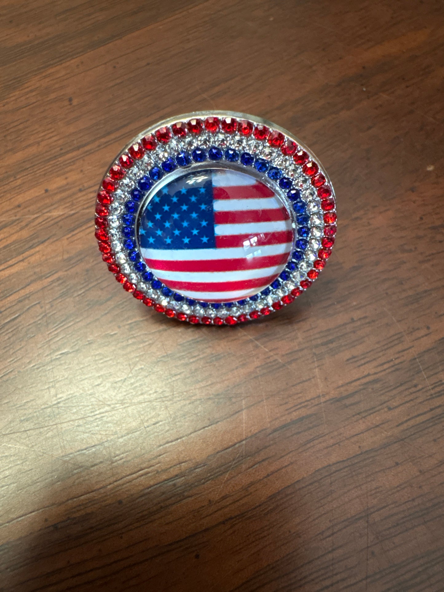 American Flag Ring with Rhinestones
