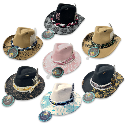 Novelty Cowgirl Western Flair Hat Assortment- 12/Pack