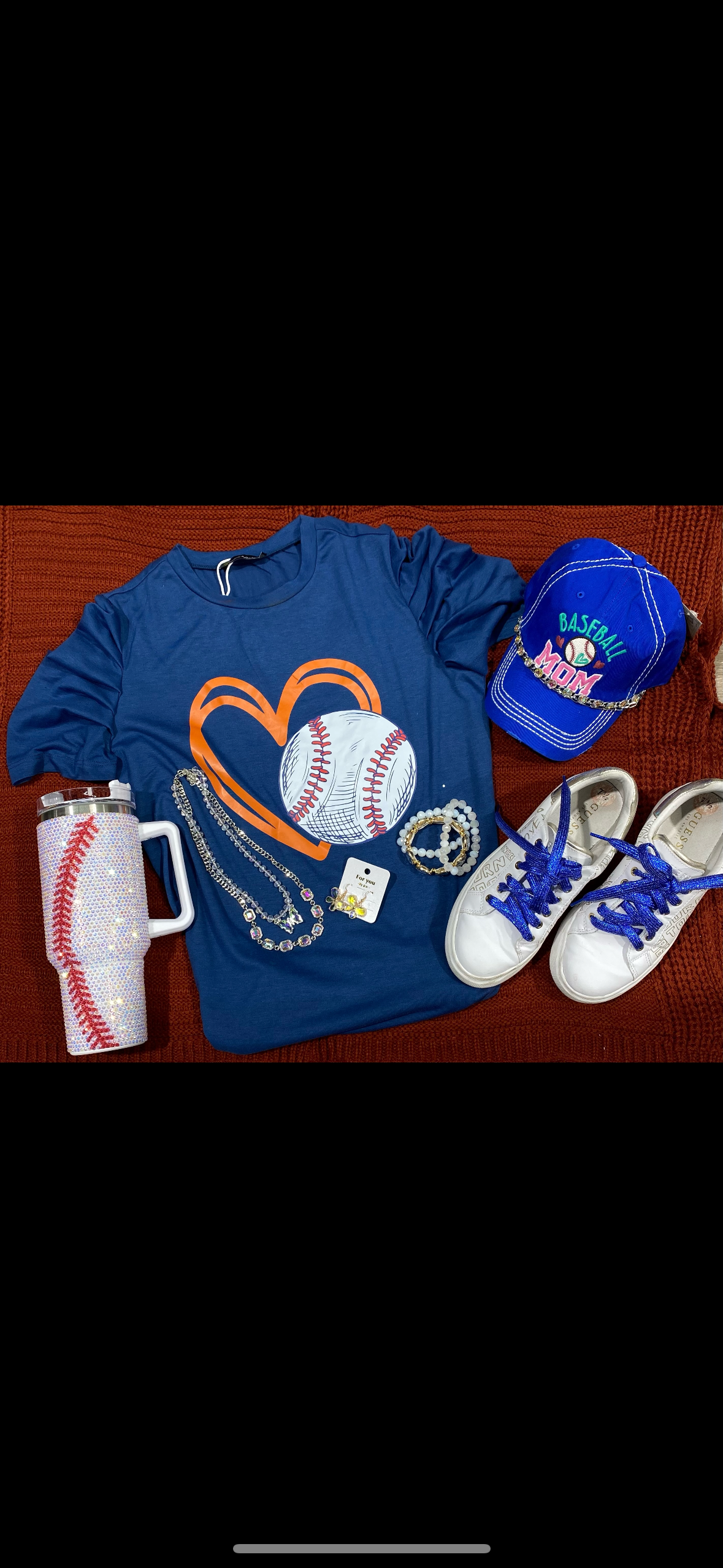 Navy Heart Baseball Blouse