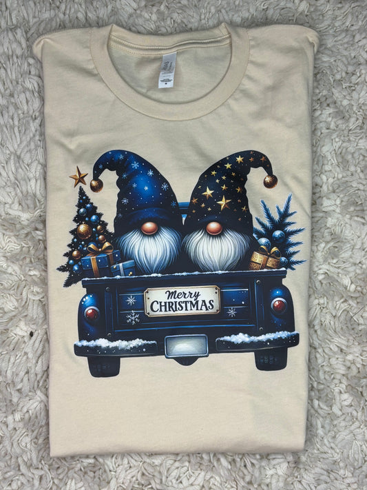 Blue Christmas Gnome Graphic Tee