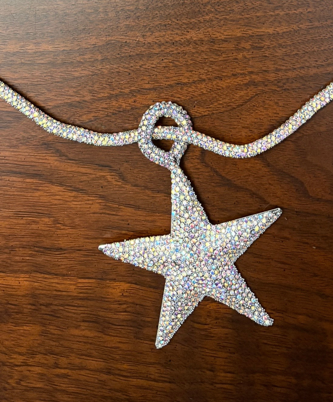 Rhinestone Rope Necklace with Star Pendant