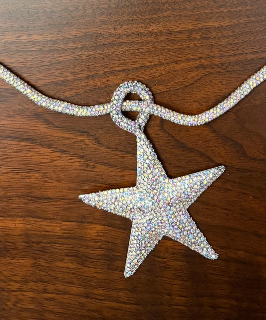 Rhinestone Rope Necklace with Star Pendant
