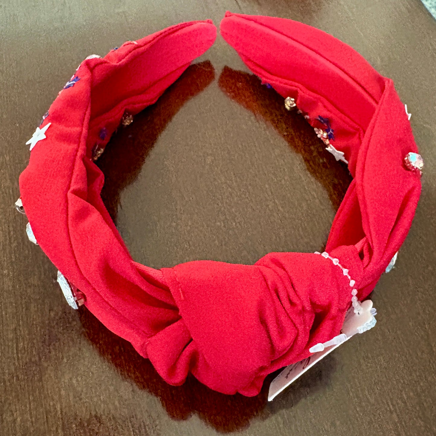 Red Headband with Stars and Peace Sign