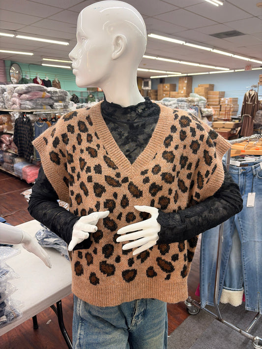 She & Sky Leopard Vest