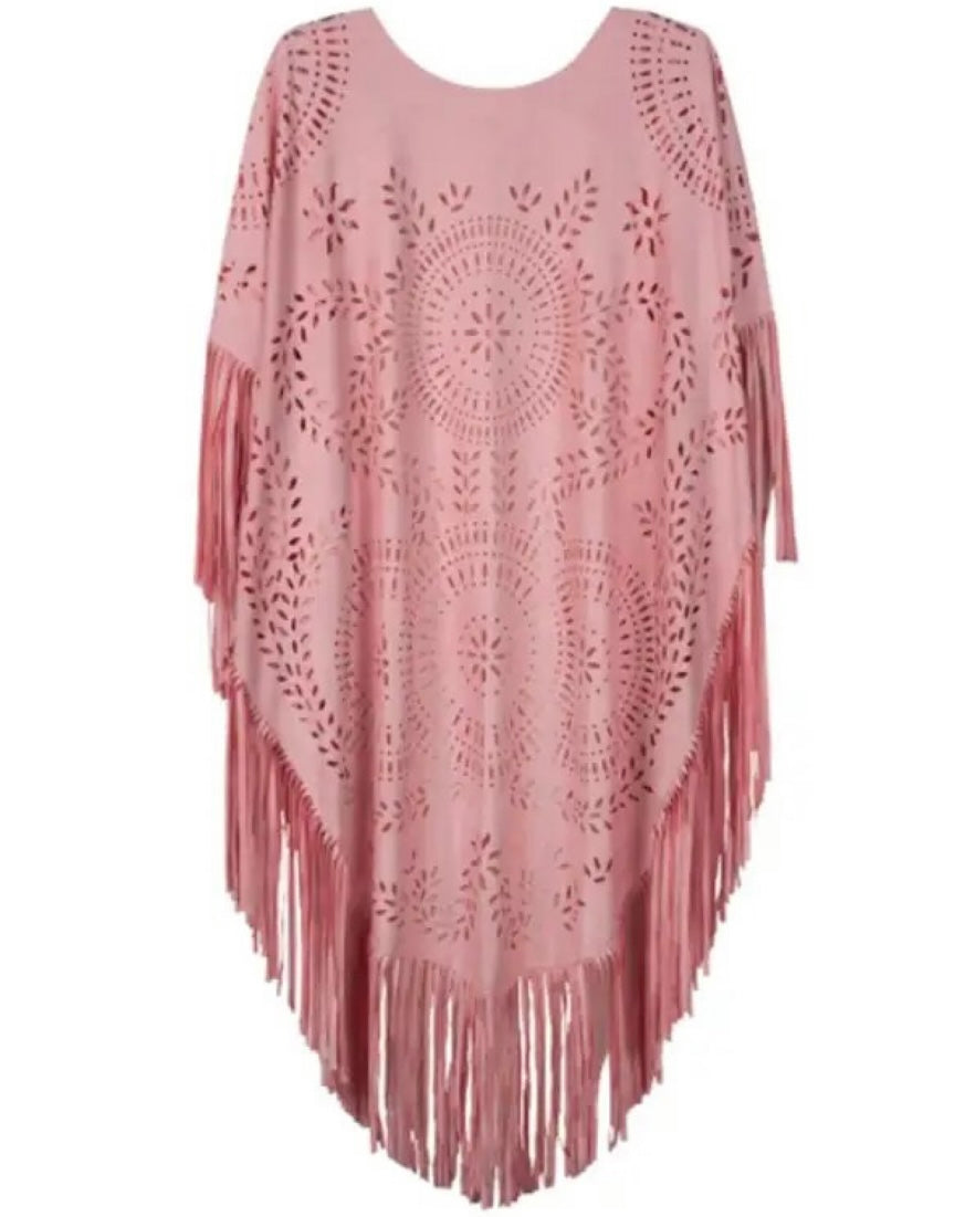 Floral Hollow Out Fringe Tassel Shawl